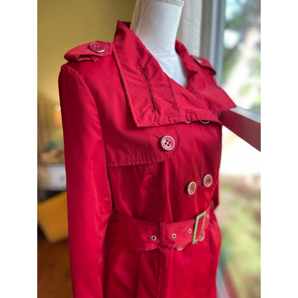 Covington Women’s Raincoat Size L Red Classic Trench Style BNW/Out Tags - Picture 2 of 11